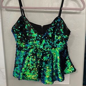 Guess Black and Green Sequin Camisole